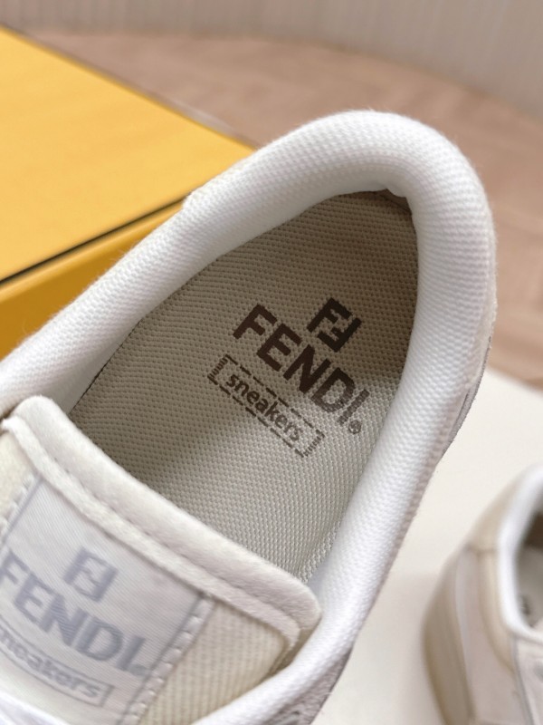 2025 Unisex Fendi White Grey Leather Plimsolls FF Retro Design LY00350(F)/LY00360(M)