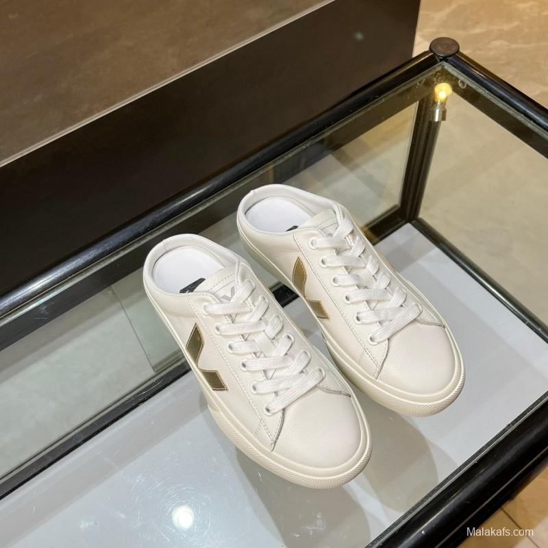 2025 Women VEJA White Canvas Leather Sneakers Slip-On Casual MJ00240