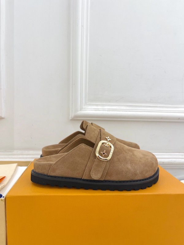 2025 Slippers LV Brown Suede Slippers