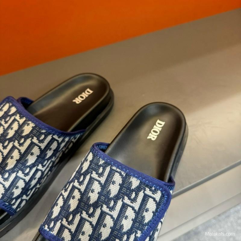 2024 Dior Blue White Fabric Slippers MJ00180