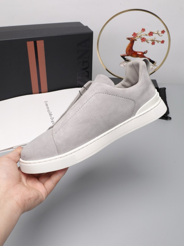 2024 Men Ermenegildo Zegna Grey Suede Sneakers MJ00240