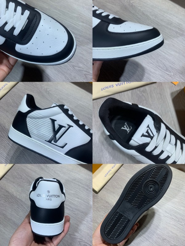 2024 Unisex Louis Vuitton Black White Nappa Calf Leather Sneaker High Frequency Logo MJ00380