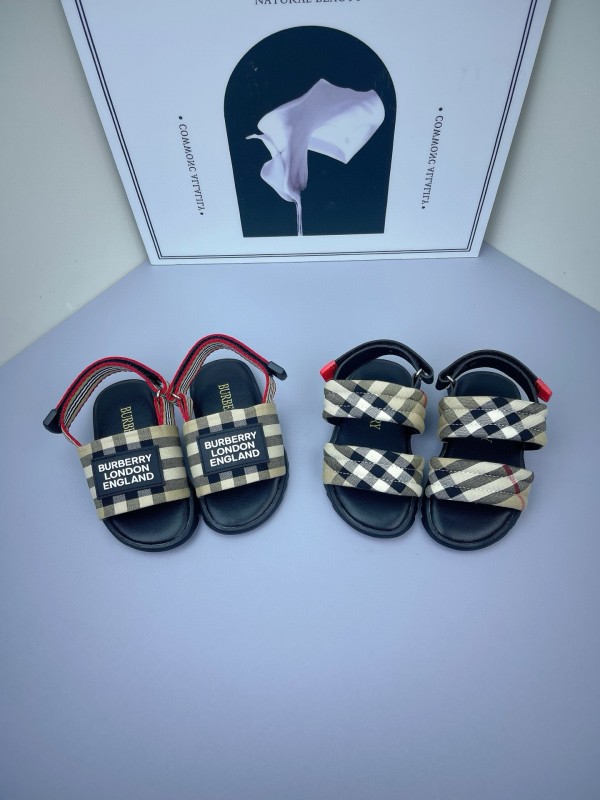 2025 Kids Burberry Beige Black Check Cotton Sandals