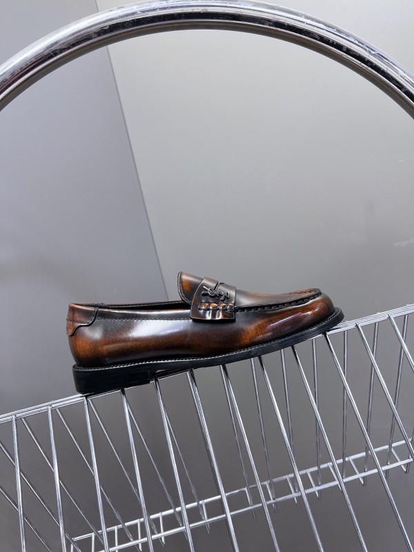 2025 Women Yves Saint Laurent Brown Leather Loafers KFY00350