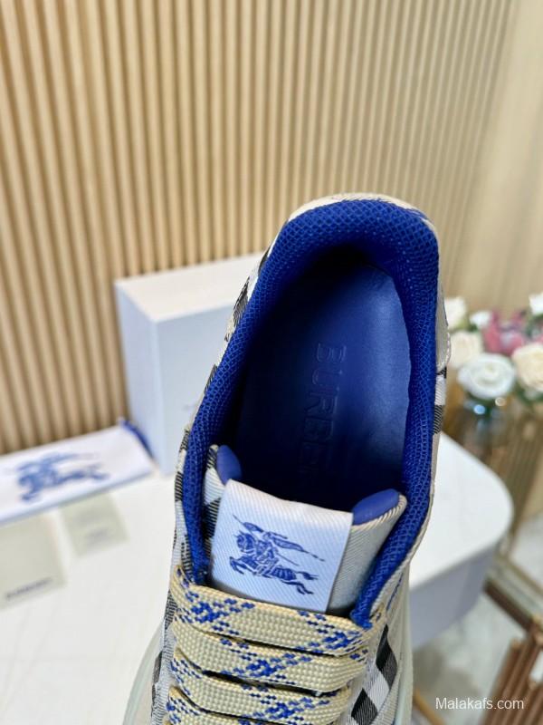 2024 Men Burberry Beige Black Cotton Casual Shoes MJ00320