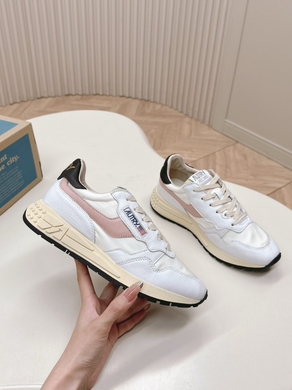 2024 Women Autry White Pink Beige Leather Mesh Casual Sneakers MJ00330