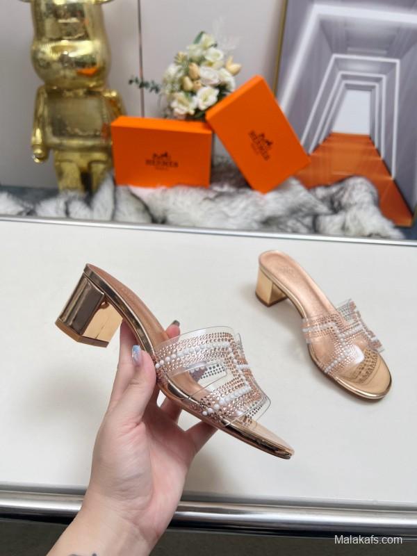 2025 Hermès Beige Leather Slippers MJ00180