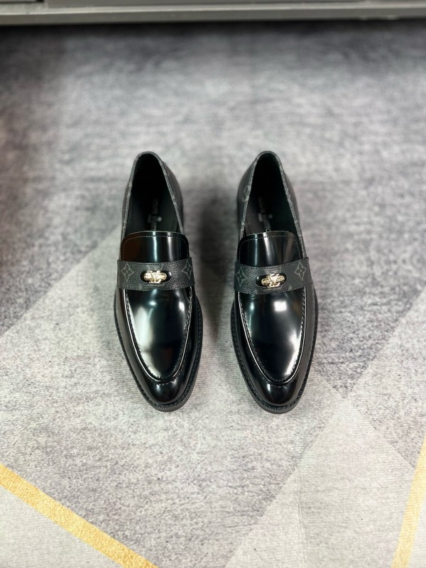 2024 Men Louis Vuitton Black Leather Formal Shoes MJ00290