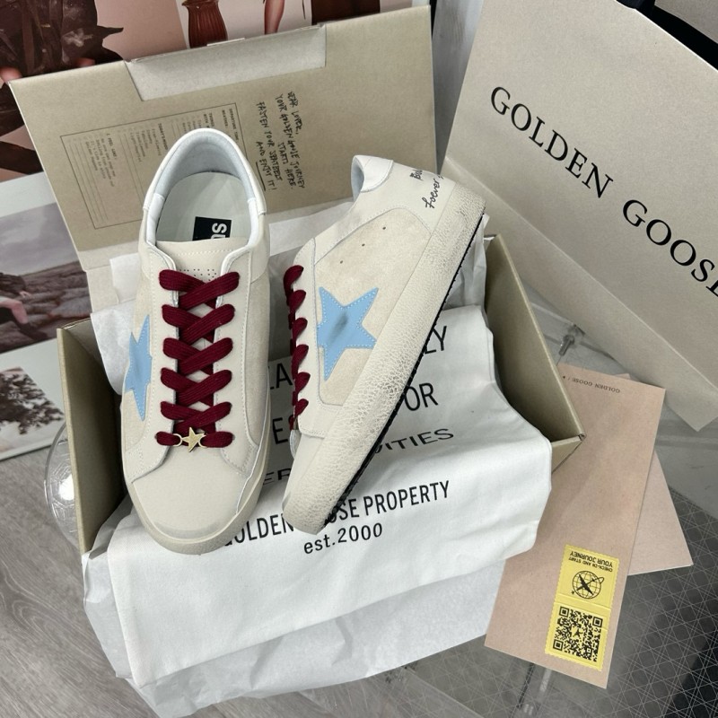 2025 Women GGDB Blue White Leather Sneakers MJ00260