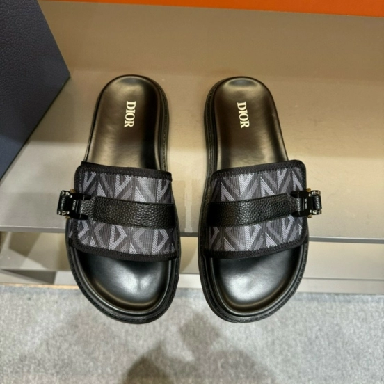 2024 Slippers Dior Black Fabric Leather Slippers
