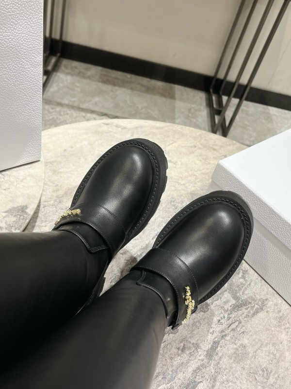 2024 Women Dior Black Leather Boots CJ Serial