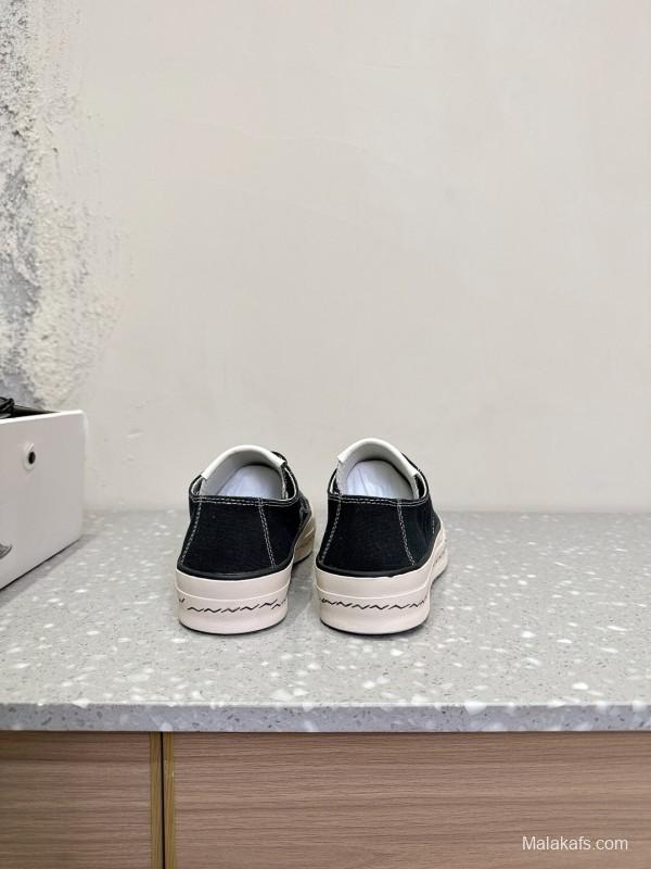 2025 Unisex VISVIM Black Canvas Sneakers KFY00260