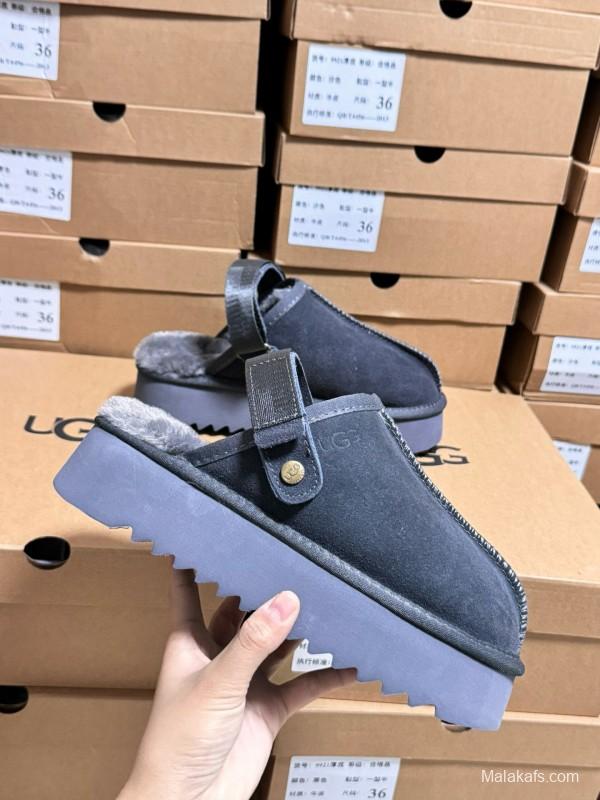 2024 Women UGG Grey Suede Slip-On Slippers MJ00170