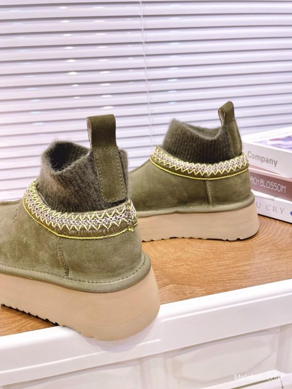 2024 Women UGG Olive Suede Wool Sock Boots MJ00230