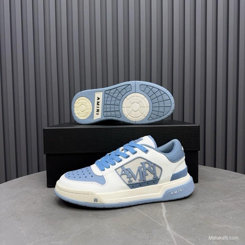 2024 Unisex Amiri Blue White Leather Sneakers MJ00360