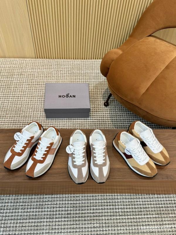 2025 Men HOGAN Beige White Burgundy Suede Leather Sneakers