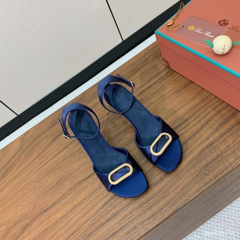 2025 Women Le Parmentier Navy Silk Sandals KFY00280