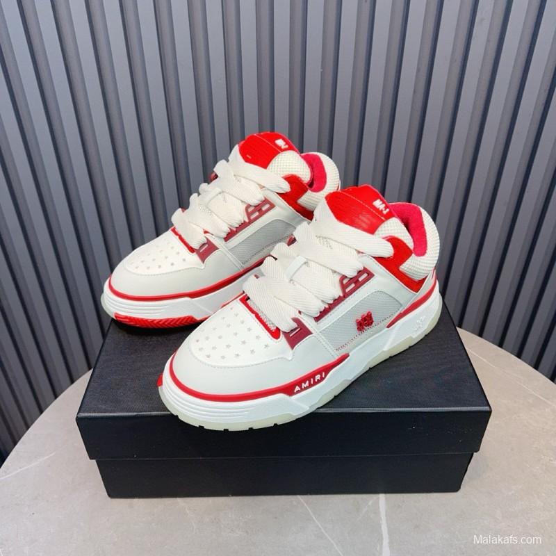 2024 Unisex Amiri White Red Leather Sneakers MJ00360