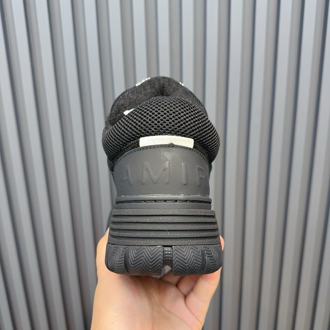 2024 Men Amiri Black Mesh Leather Sneakers MJ00360