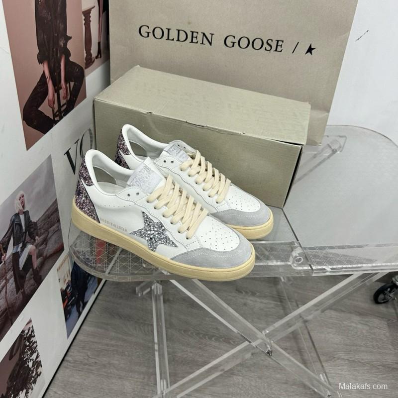 2024 Unisex GGDB White Silver Glitter Leather Suede Sneakers MJ00260