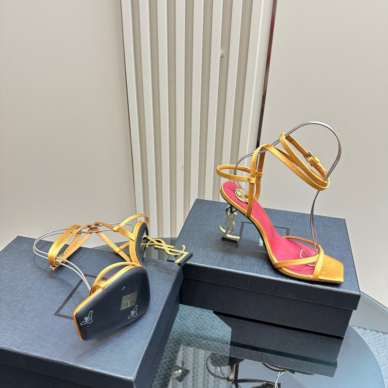 2025 Women Yves Saint Laurent Yellow Pink Leather High Heel Sandals MJ00290