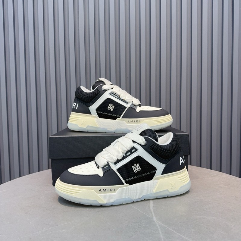 2024 Unisex Amiri Black White Leather Sneakers MJ00360