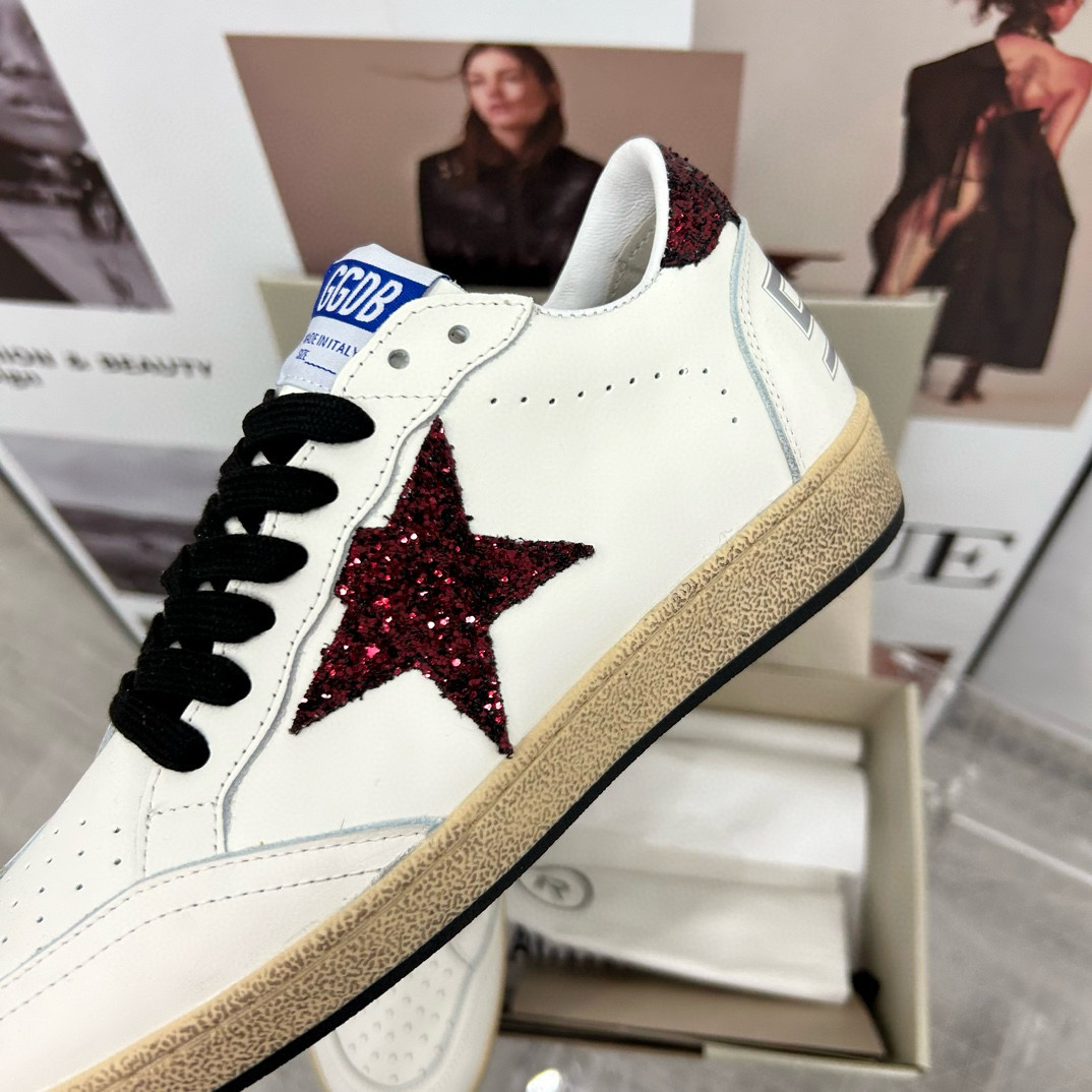 2024 Unisex GGDB White Burgundy Leather Sneakers MJ00260