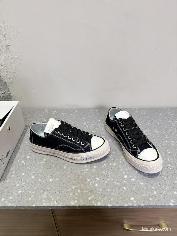 2025 Unisex VISVIM Black Canvas Sneakers KFY00260