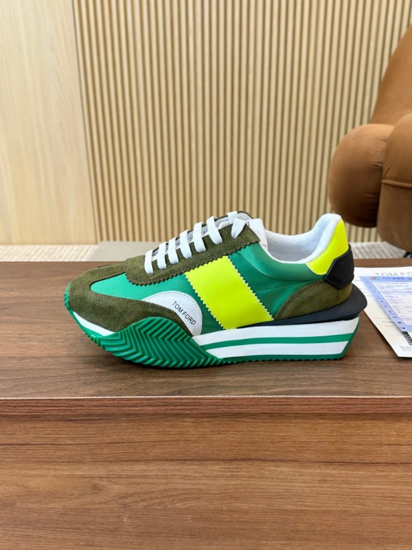2025 Unisex TOM FORD Green Yellow White Suede Leather Sneakers LY00360(F)/LY00370(M)