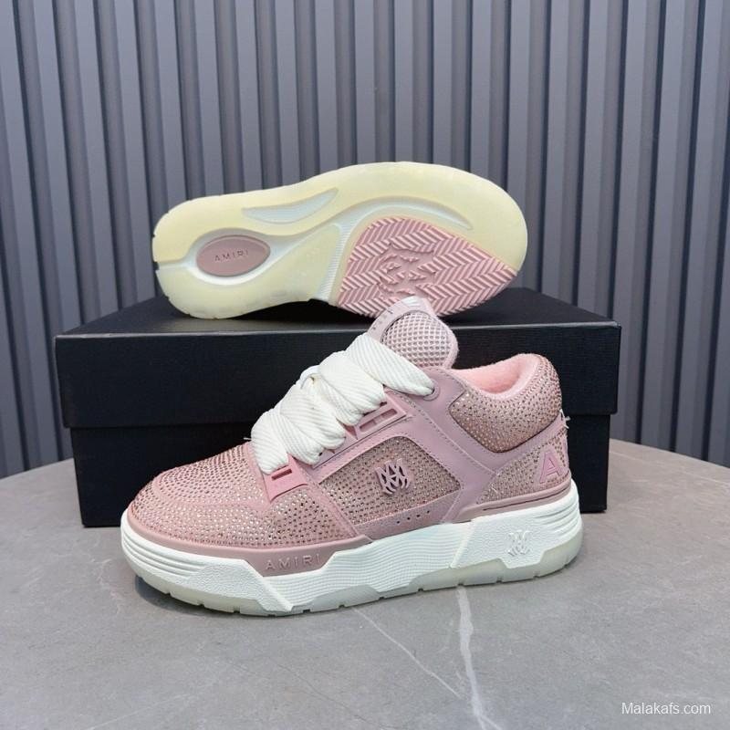 2024 Women Amiri pink mesh leather sneakers MJ00410