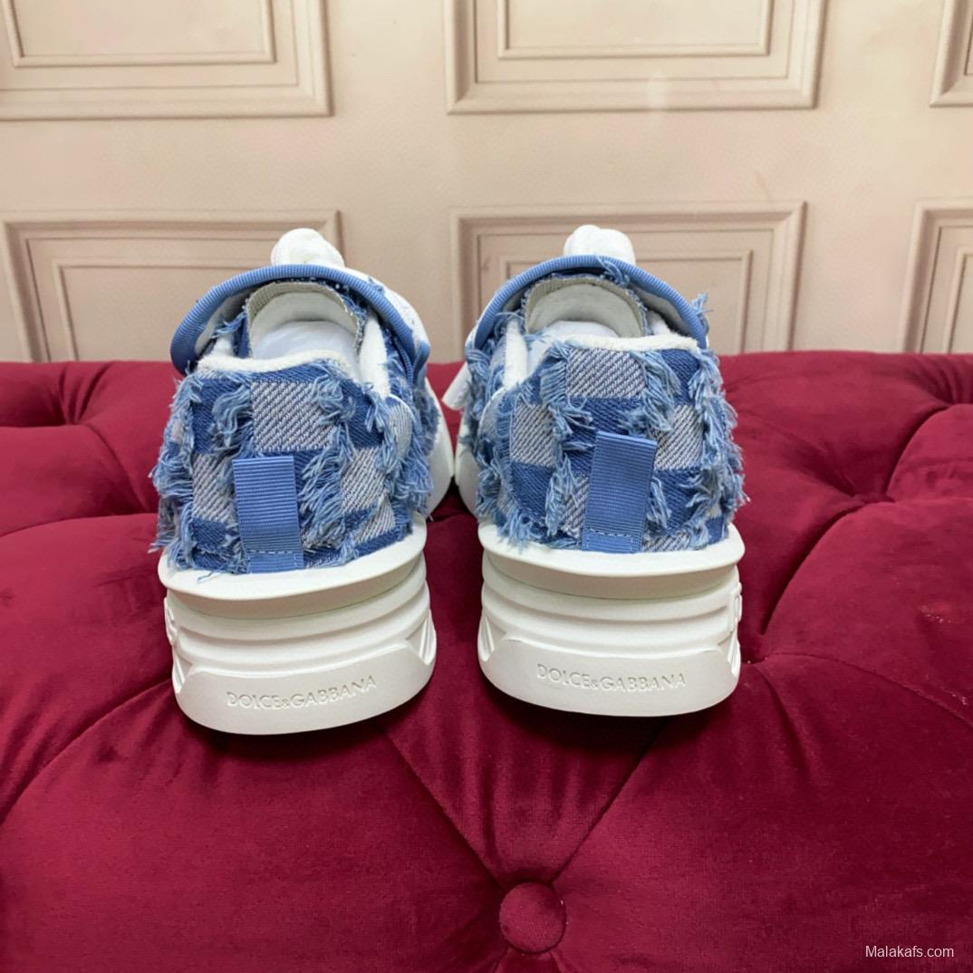2024 Women Dolce & Gabbana Blue Denim Canvas Sneakers