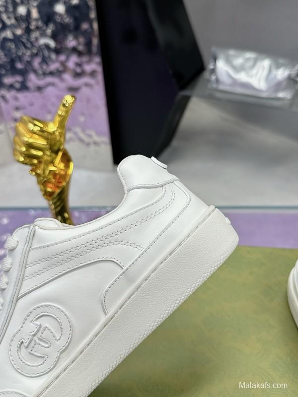2024 Unisex Gucci White Leather Suede Sneakers MJ00310