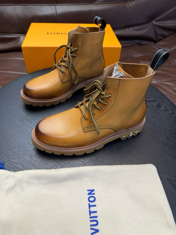 2024 Men Louis Vuitton Brown Leather Boots MJ00440
