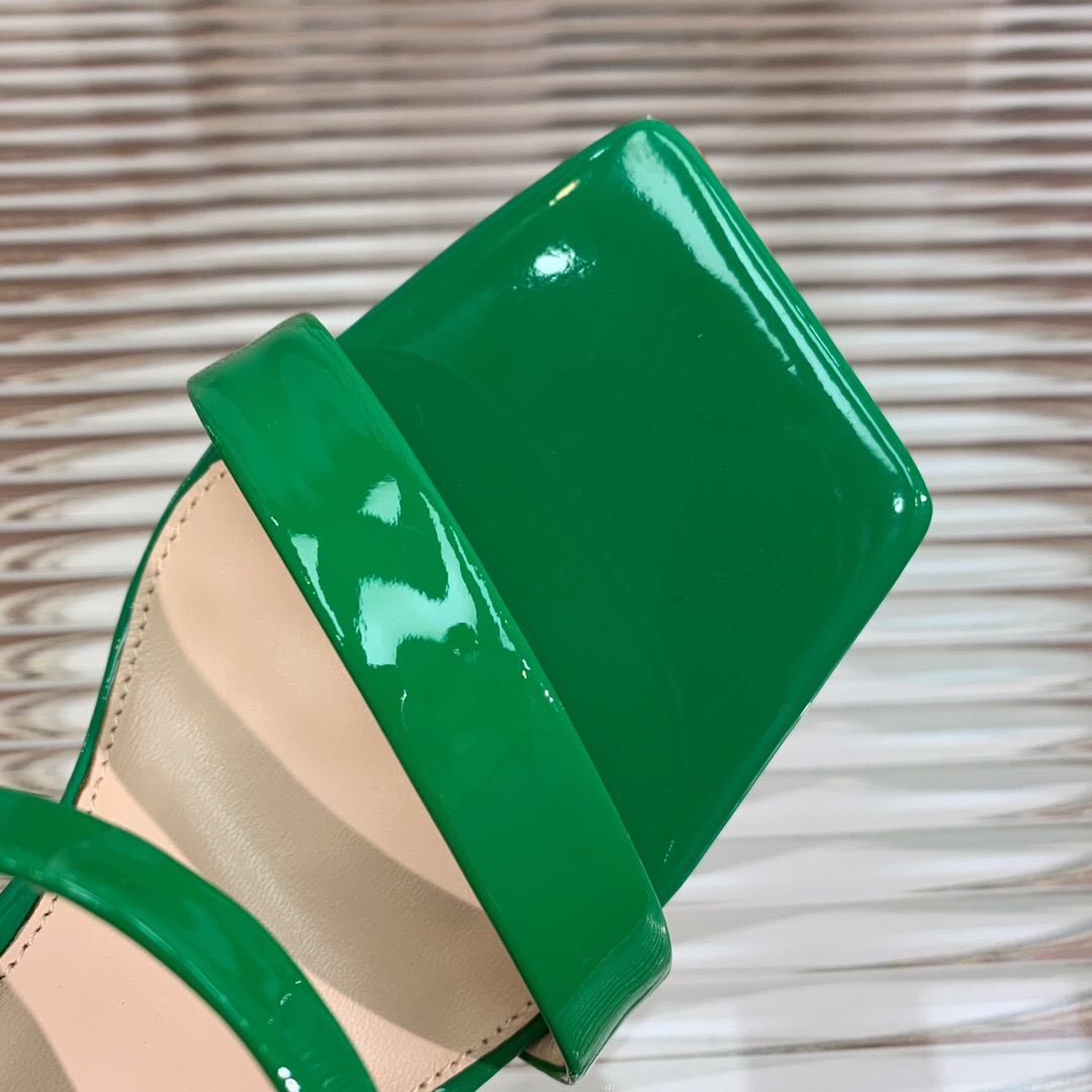 2025 Women Gianvito Rossi Green Leather High Heel Sandals