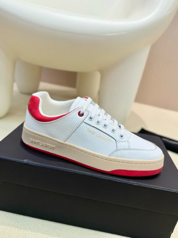2024 Unisex Yves Saint Laurent White Red Leather Casual SL61 MJ00350