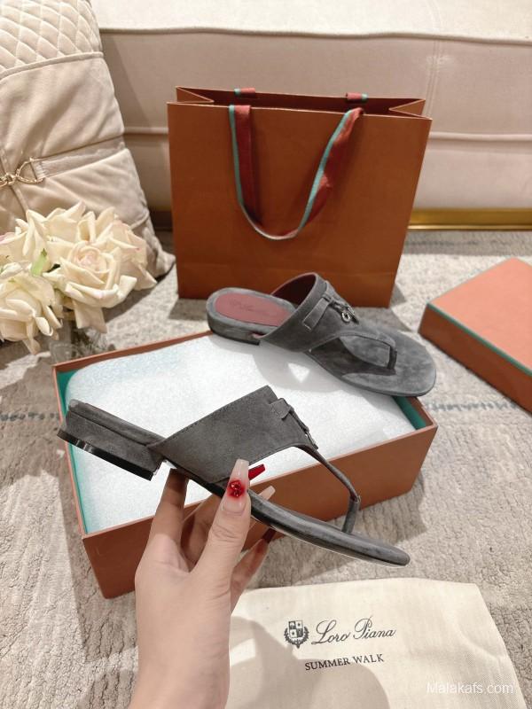 2025 LP Gray Suede Slippers Ly00250