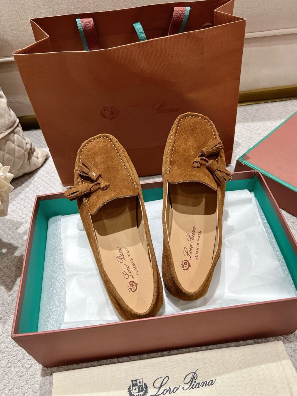 2025 Women LP Brown Suede Loafers Tassel LY00291