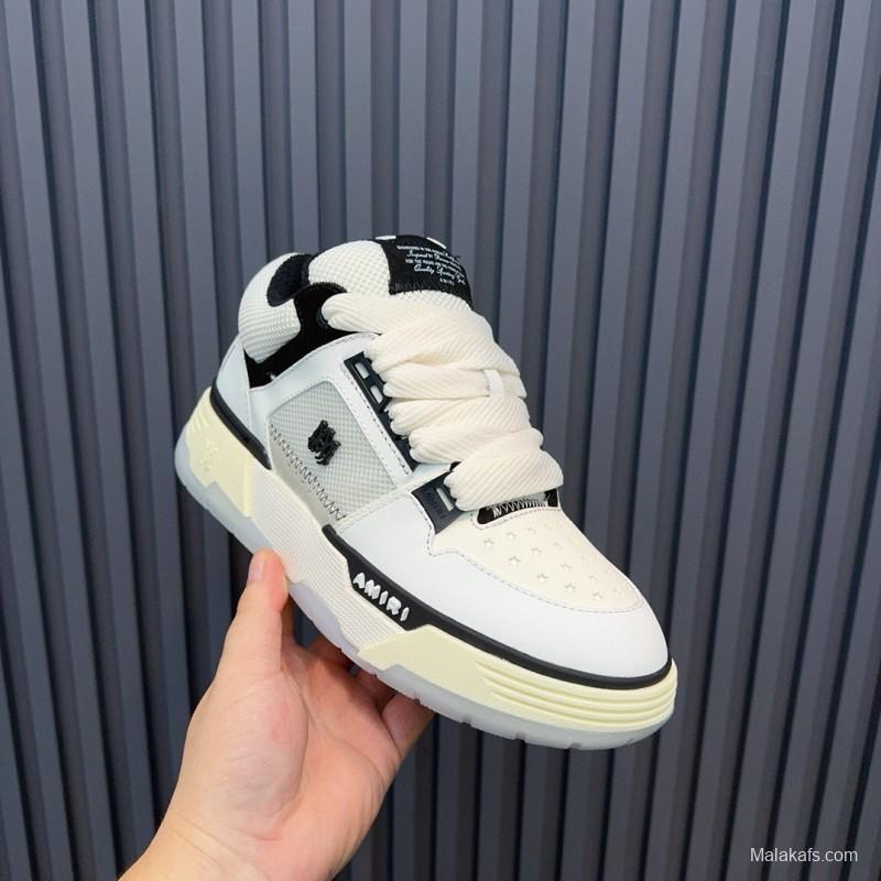 2024 Unisex Amiri White Black Leather Sneakers MJ00360