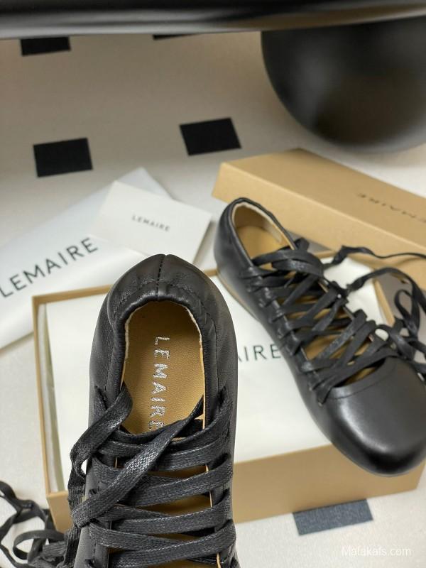 Lemaire 2025 SS Early Spring New Ballet Flats Derby Shoes Flat Sole Chunky Heel Single Shoes - KFY00310
