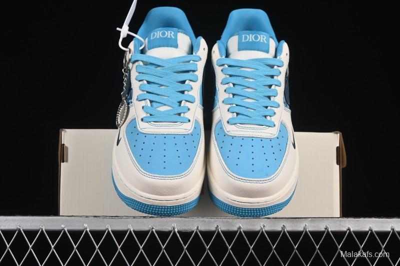 Nike Air Force 1 '07 Low Dior Collaboration Stone Blue Low-Top Casual Sneakers - KK1988-088