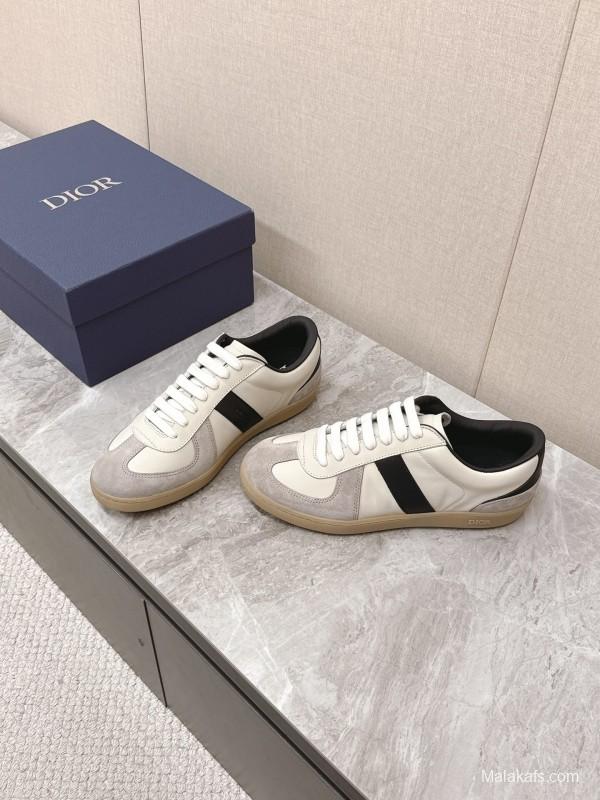 2025 Unisex Dior Black White Grey Leather Suede Sneakers Matchpoint B01 KFY00300