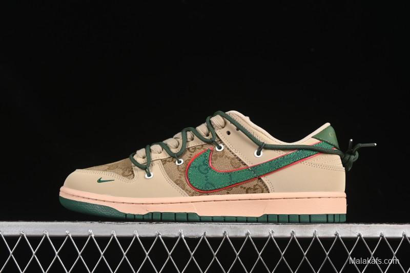 Nike SB Dunk Low Gucci Collaboration Strap Green Swoosh Anniversary High-End Custom Low-Top Casual Skate Shoes - DM6868-087