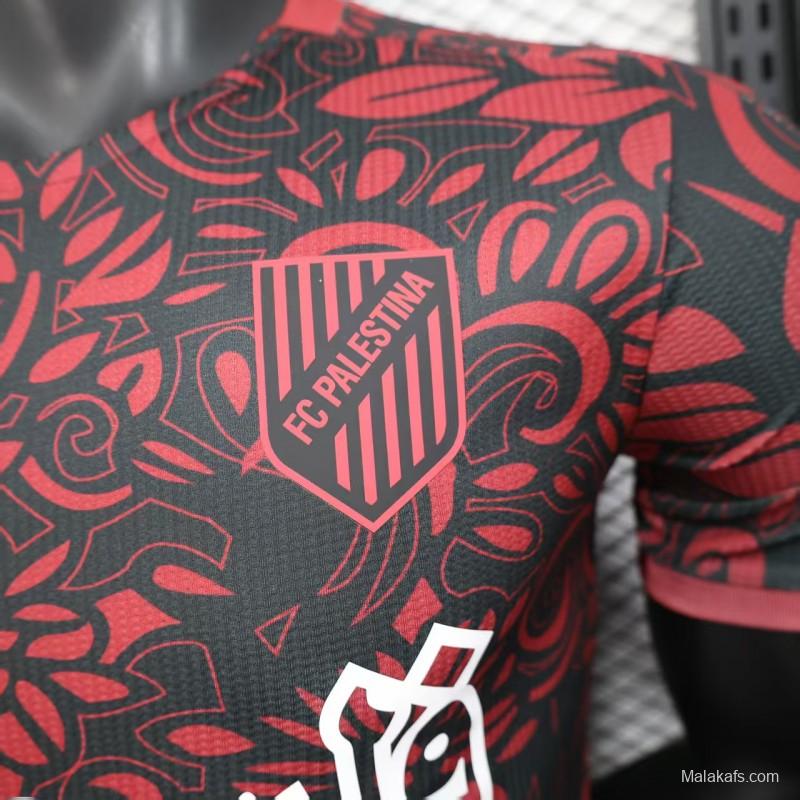 Player Version 25/26 FC Palestine Red with Traditional Floral Pattern Jersey