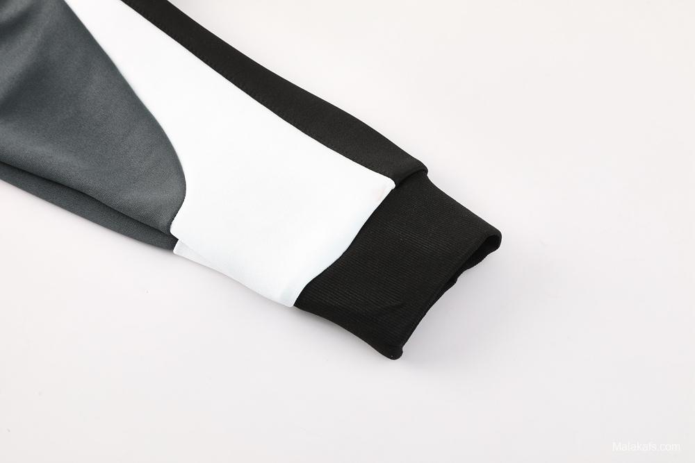 2025 Nike Air Black Tracksuit Set with Gray and White Accents Full Zipper Jacket + Long Pants