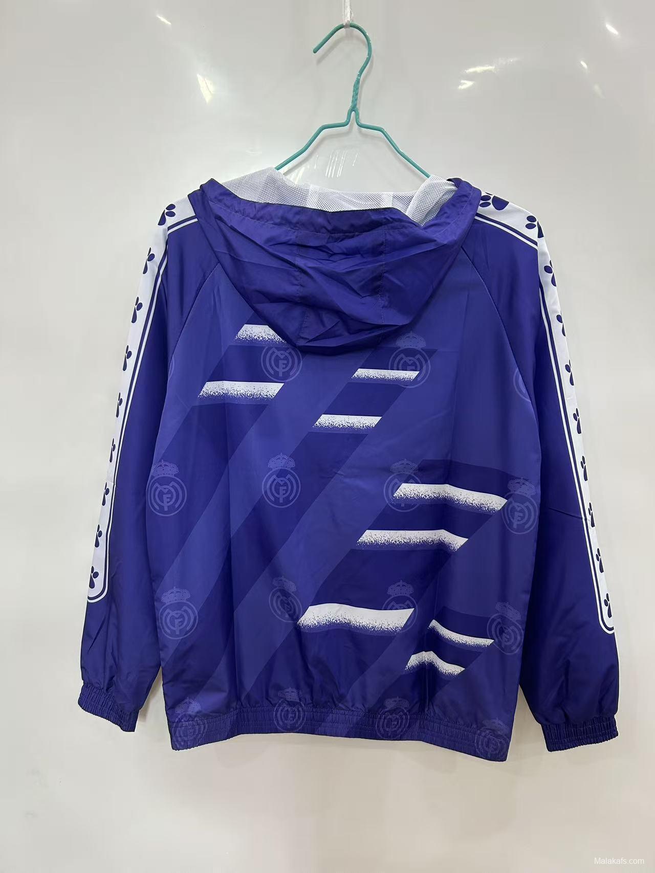25/26 Real Madrid Purple with White Spray Pattern Windbreaker
