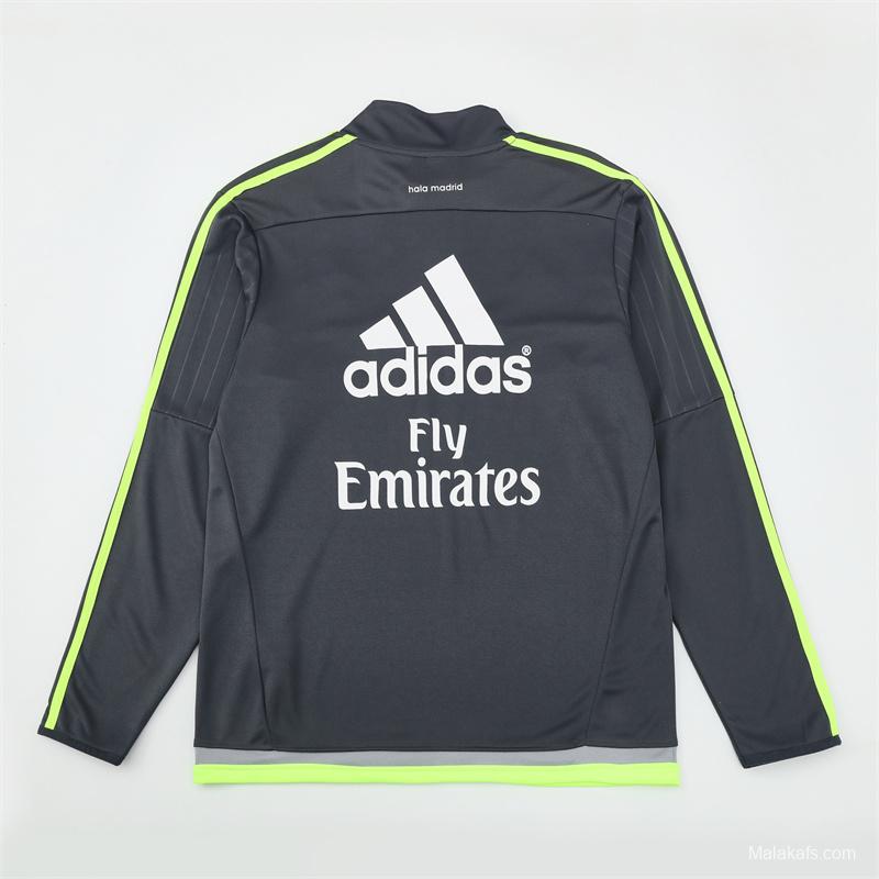 Retro 15/16 Real Madrid Dark Grey Half Zipper Jacket