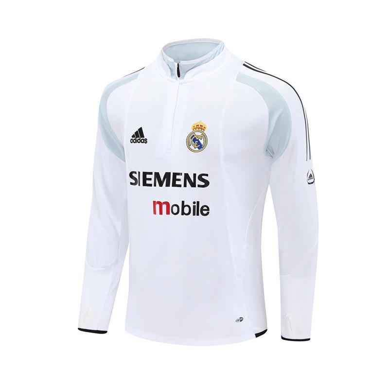Retro 04/05 Real Madrid White Half Zipper Jacket+Long Pants