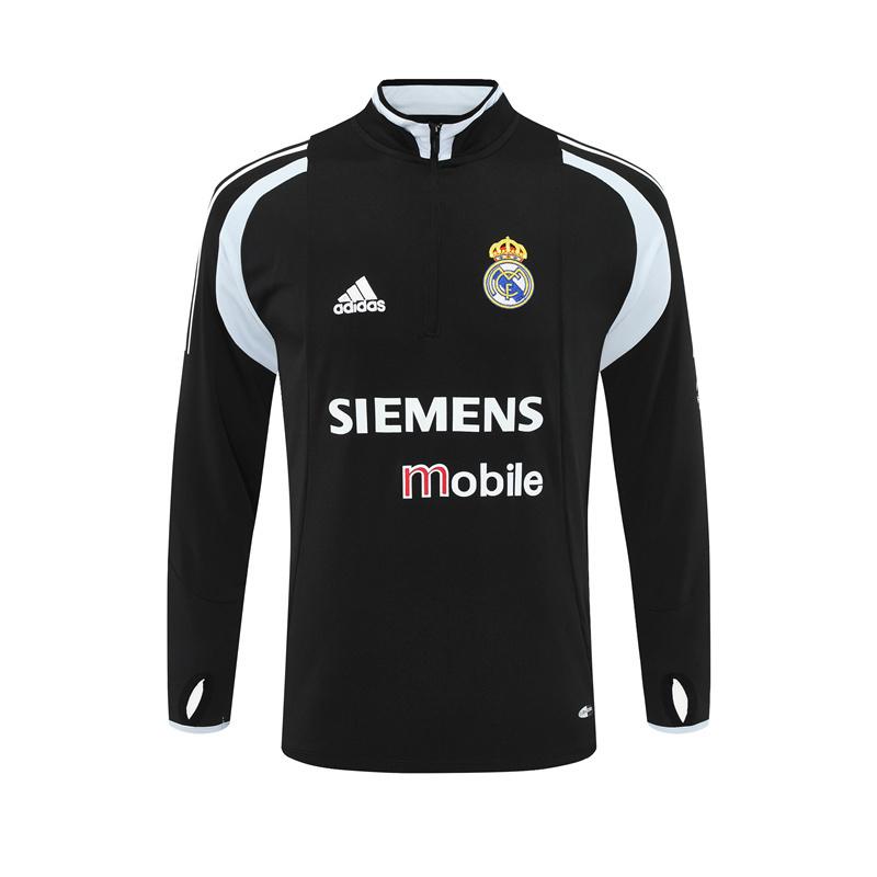 Retro 04/05 Real Madrid Black Half Zipper Jacket+Long Pants