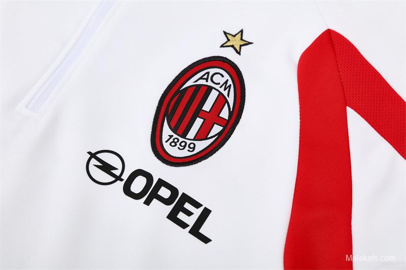 Retro 05/06 AC Milan White Half Zipper Jacket+Long Pants