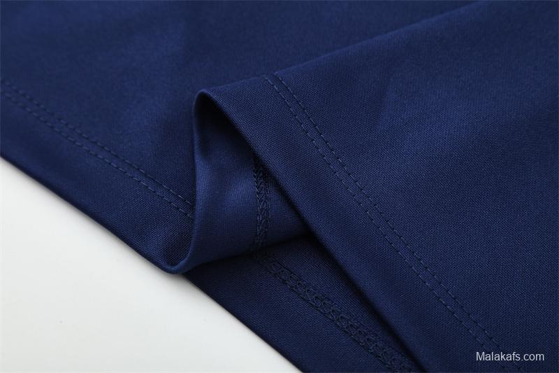 Retro 09/10 Real Madrid Royal Blue Half Zipper Jacket+Long Pants